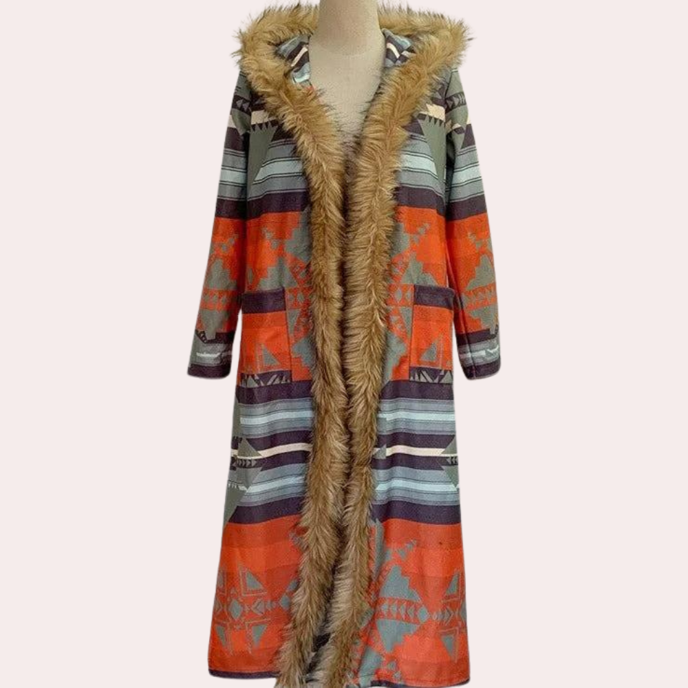 Retro langærmet pelsfrakke