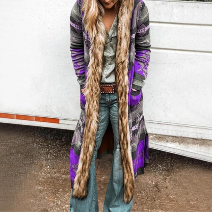 Retro langærmet pelsfrakke