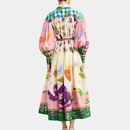 Elegant og farverig kjole til kvinder