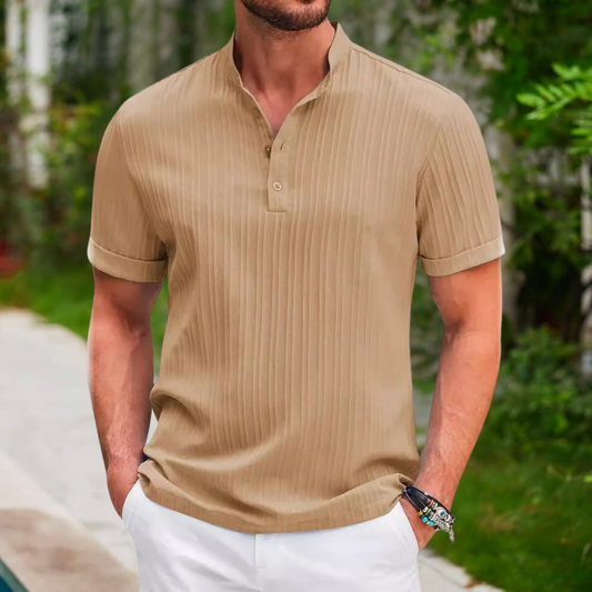 Lodret poloshirt i bomuld til mænd