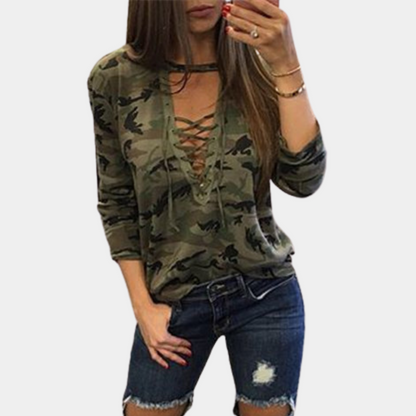 Stilfuld og komfortabel camouflage-sweatshirt til kvinder