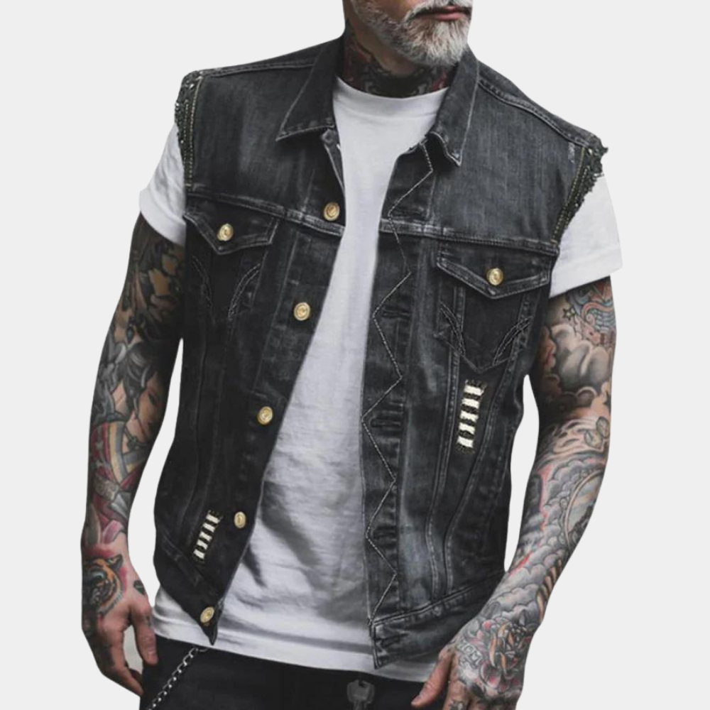 Retro denimvest til mænd