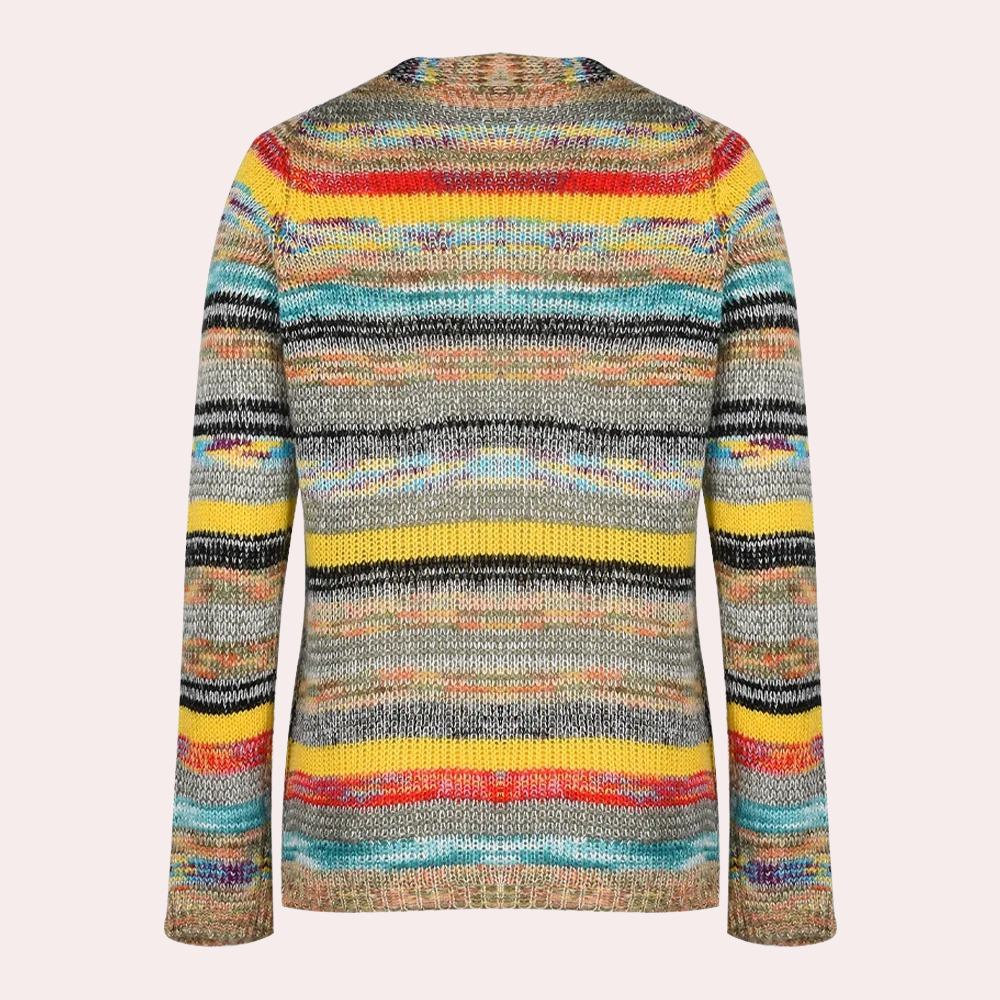 Flerfarvet stribet striktrøje