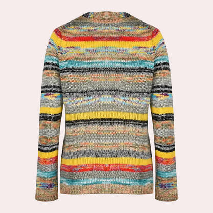 Flerfarvet stribet striktrøje