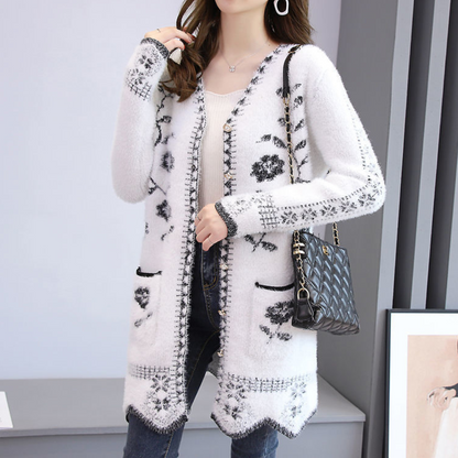 Elegant langærmet sweater-frakke