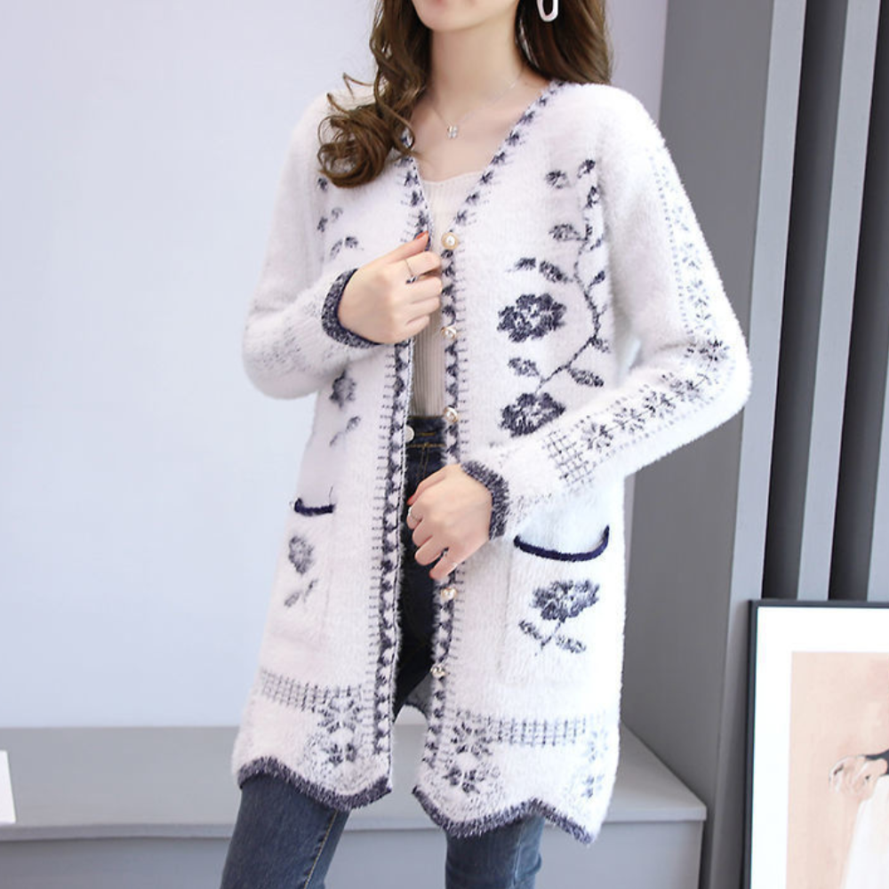 Elegant langærmet sweater-frakke