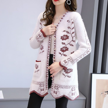 Elegant langærmet sweater-frakke