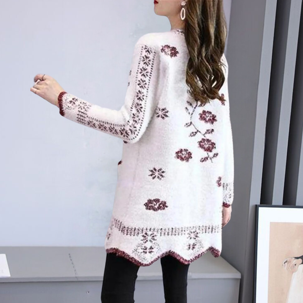 Elegant langærmet sweater-frakke