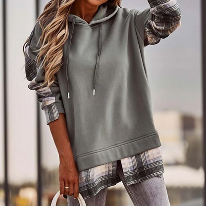 Elegant langærmet sweater i patchwork-design