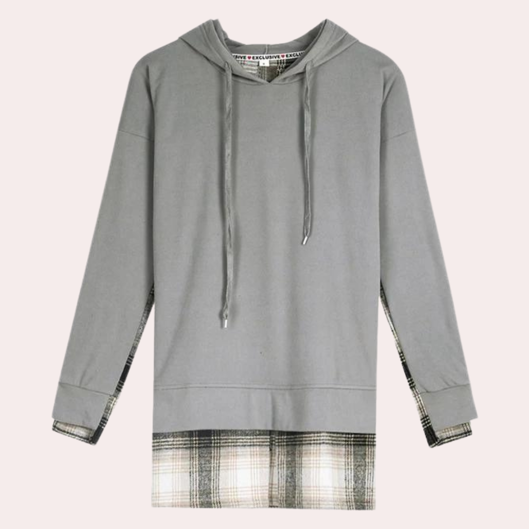 Elegant langærmet sweater i patchwork-design