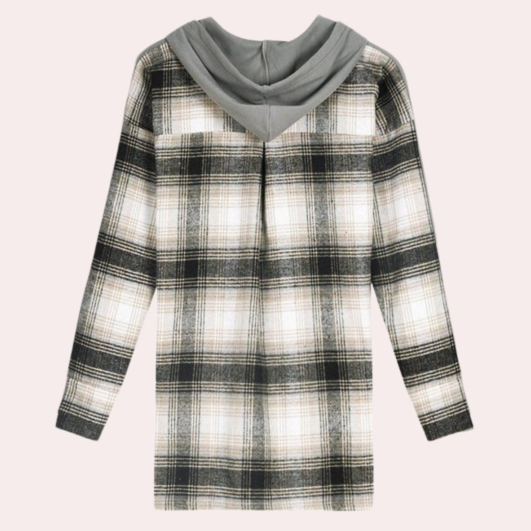 Elegant langærmet sweater i patchwork-design