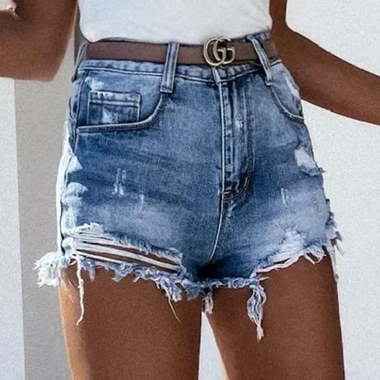 Stilfulde slidte denimshorts til kvinder
