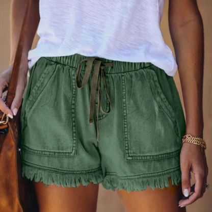 Åndbare denimshorts til kvinder med sidelommer