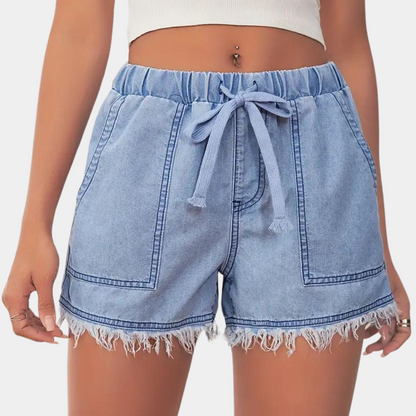 Free-style shorts med rå kant til kvinder