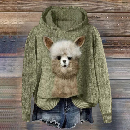 Stilfuld dametrøje med poppet dyreprint