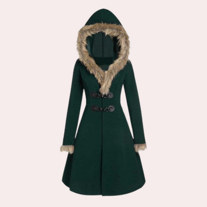 Jakke med pelskrave og smal talje