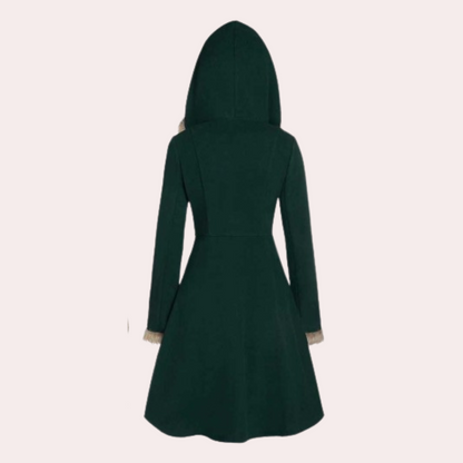 Jakke med pelskrave og smal talje