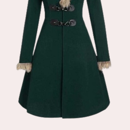 Jakke med pelskrave og smal talje