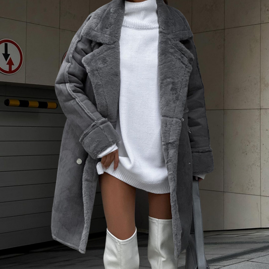 Langærmet plysjakke med lange ærmer