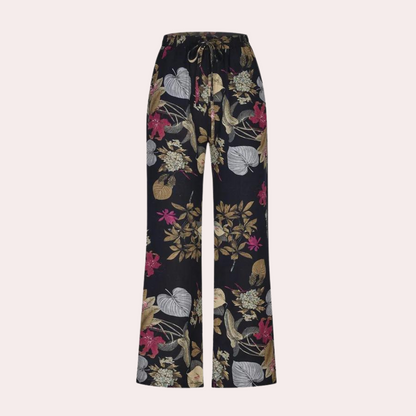 Brede bukser til kvinder med blomsterprint