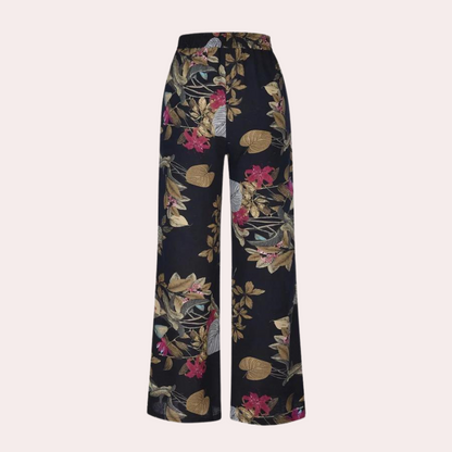 Brede bukser til kvinder med blomsterprint