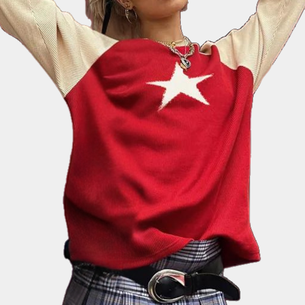 Trendy sweater med stjerneprint til kvinder