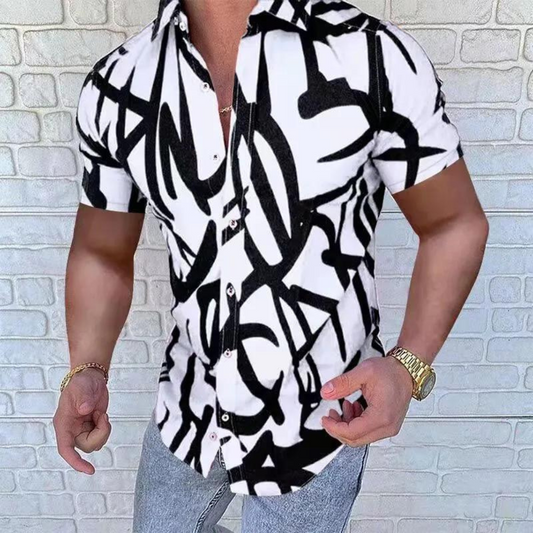 Poloshirt med uregelmæssigt mønster til mænd