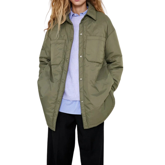 Termisk frakke med turn-down-krave