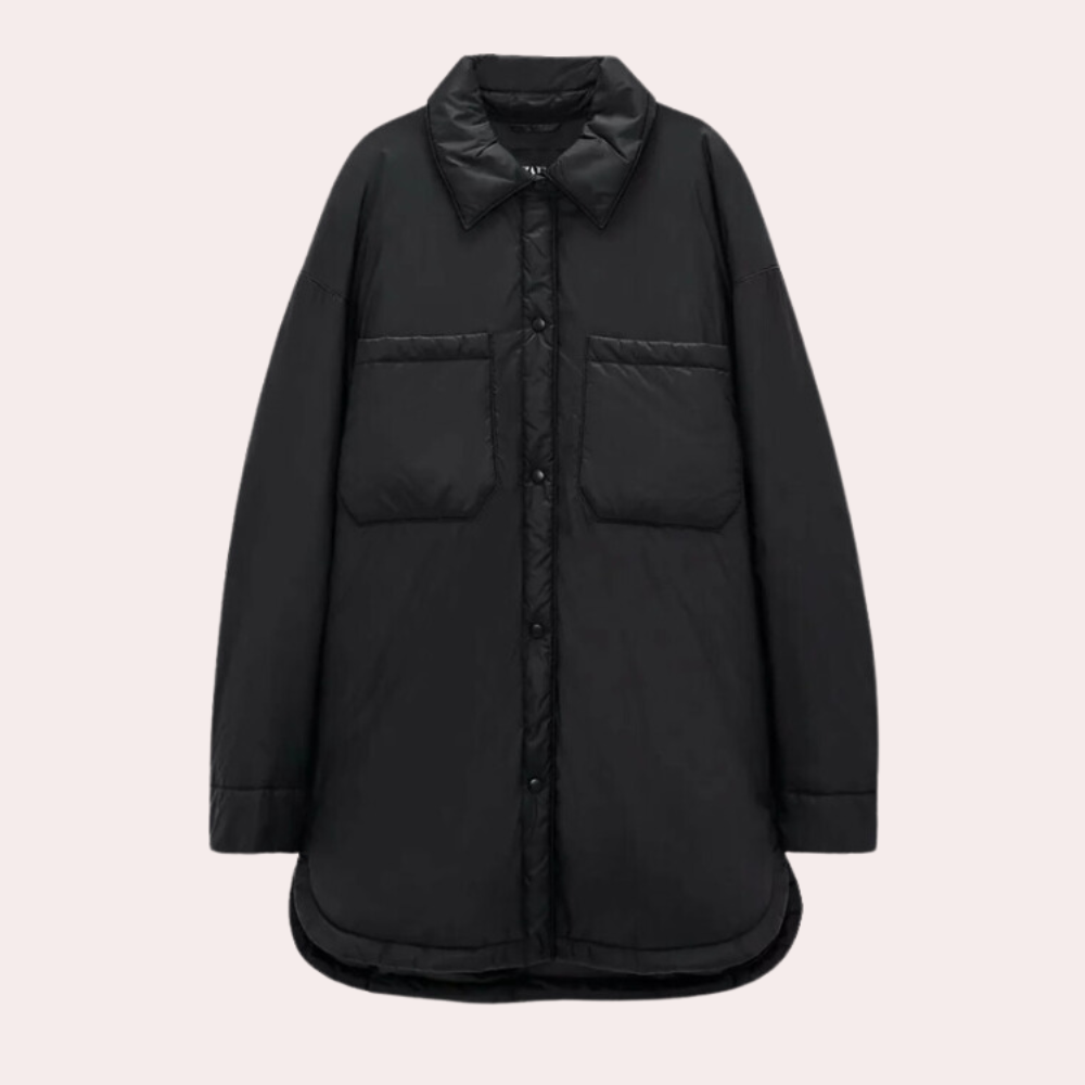 Termisk frakke med turn-down-krave