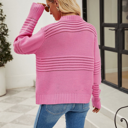 Langærmet sweater med lige linjer
