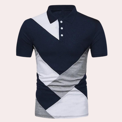 Poloshirt med geometrisk mønster i farver