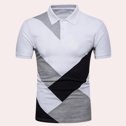Poloshirt med geometrisk mønster i farver