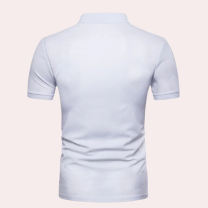 Poloshirt med geometrisk mønster i farver