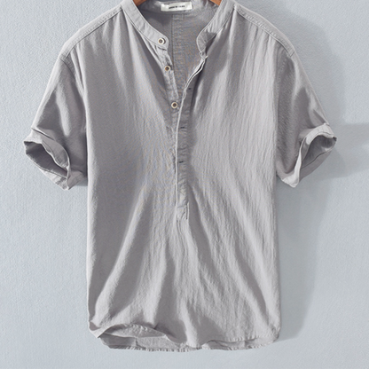 Poloshirt i bomuld og hør til mænd