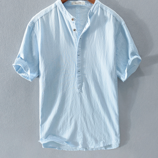 Poloshirt i bomuld og hør til mænd