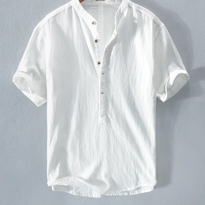 Poloshirt i bomuld og hør til mænd