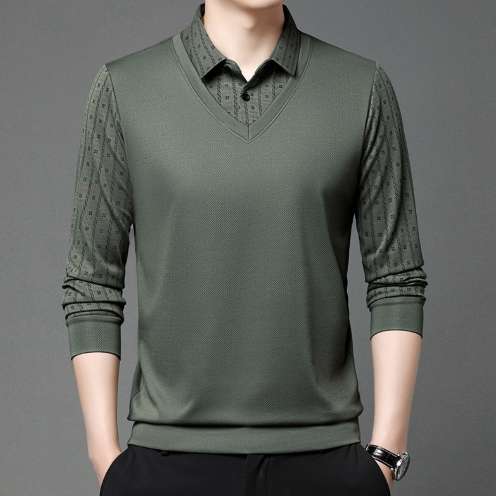 Langærmet tynd poloshirt til mænd