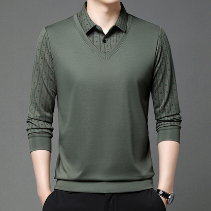 Langærmet tynd poloshirt til mænd