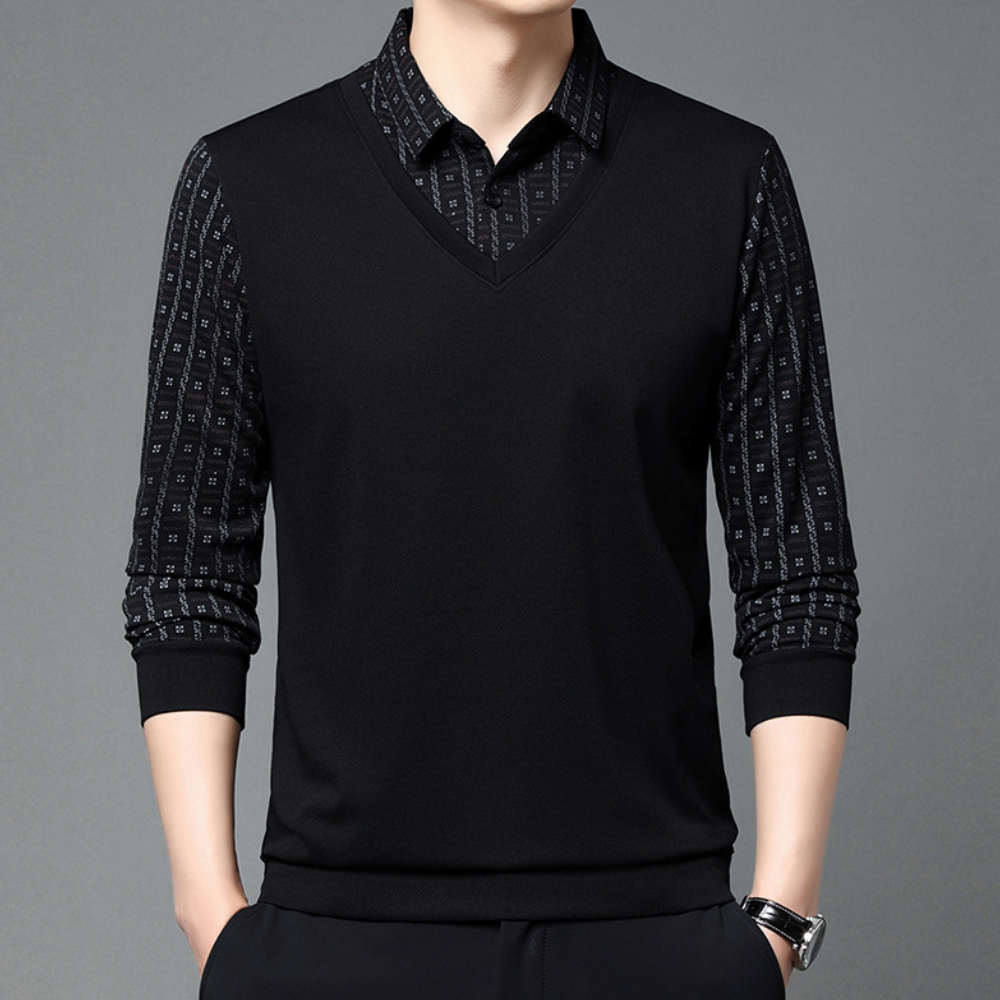 Langærmet tynd poloshirt til mænd