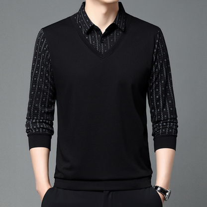 Langærmet tynd poloshirt til mænd