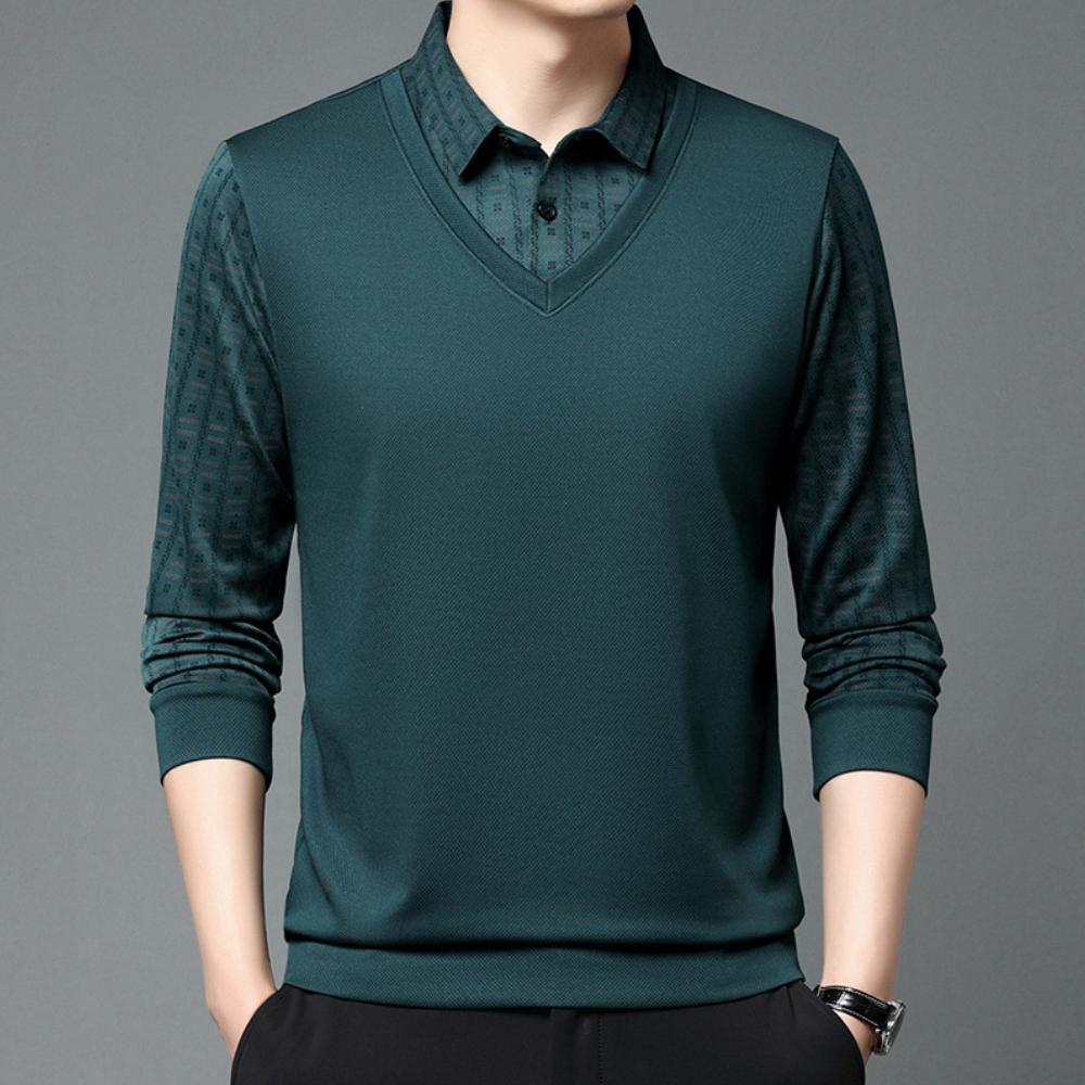 Langærmet tynd poloshirt til mænd