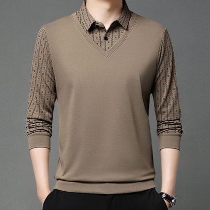 Langærmet tynd poloshirt til mænd