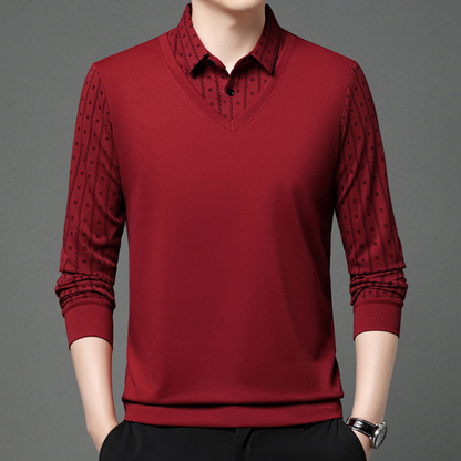 Langærmet tynd poloshirt til mænd