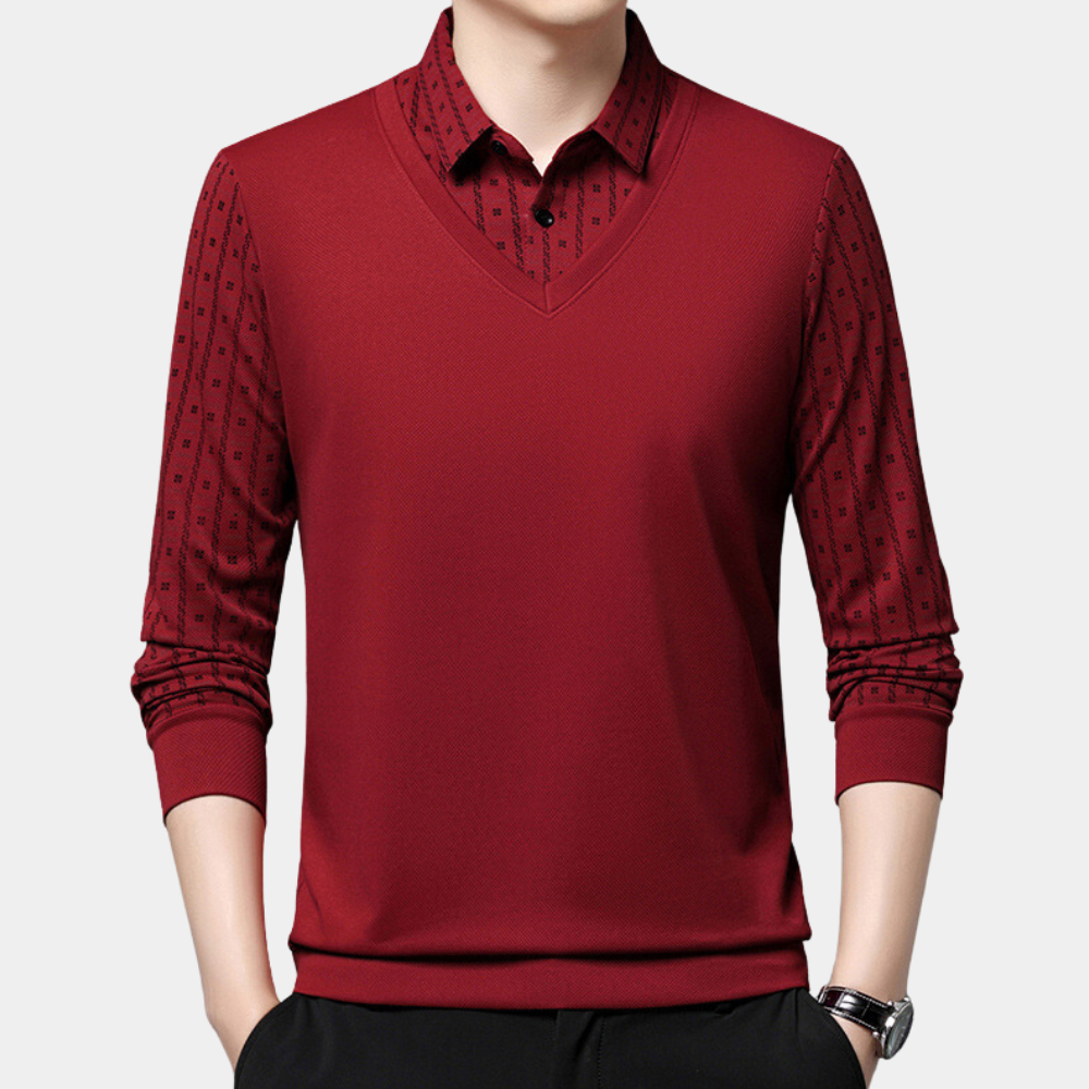 Langærmet tynd poloshirt til mænd