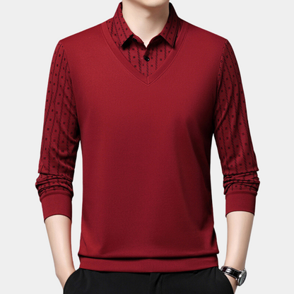 Langærmet tynd poloshirt til mænd