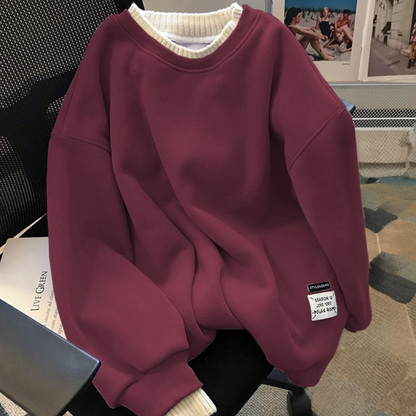 Plys tyk sweater med rund hals til kvinder