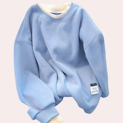 Plys tyk sweater med rund hals til kvinder