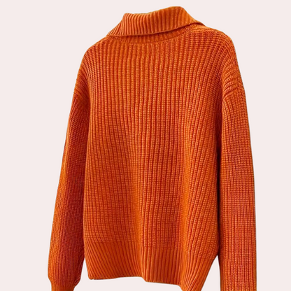 Orange sweater-top med store knapper
