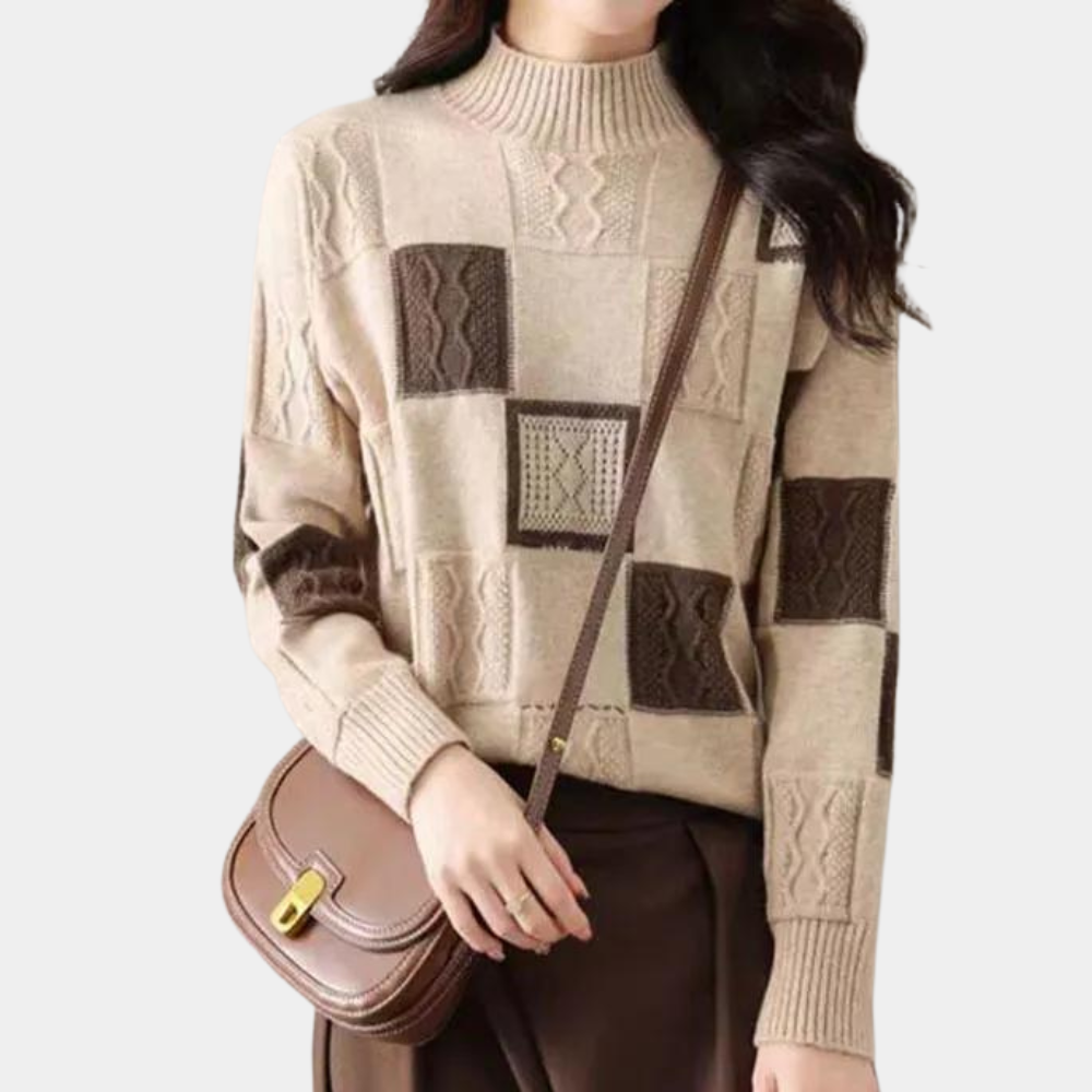 Strikket sweater med kassemønster