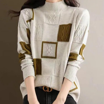 Strikket sweater med kassemønster